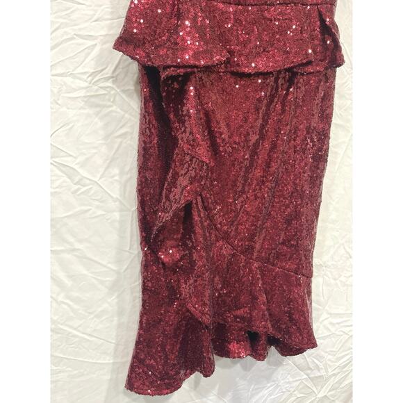 Nikibiki Sequin Tank Cocktail Party Ruffle Dress Women’s Small Ruby Wine - Picture 10 of 10